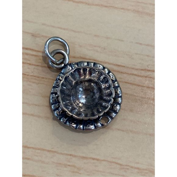 Vintage Scallop Coffee Tea Cup Sterling Silver Jewelry Charm - Picture 2 of 6